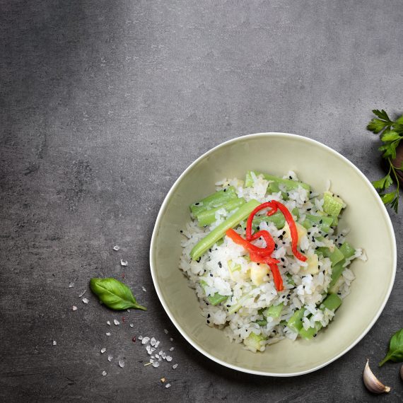 Fresh Green Beans and Zucchini Pilaf from Ekin